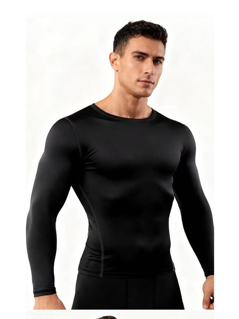 Men's Winter Fitness Set: Quick-Dry, Velvet-Lined Long Sleeve & Pants for Running and Training