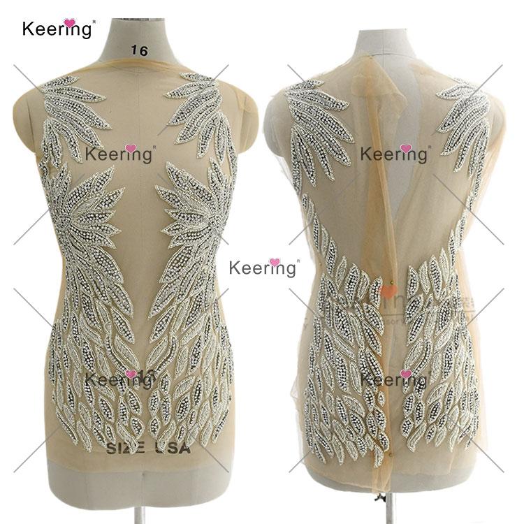 Beautiful Heavy Handmade Crystal Diamond Rhinestone Wedding Applique for Bridal Wedding Dress WDP-076 71*44cm