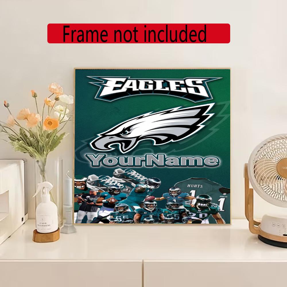Philadelphia Eagles Customize Your Name Diamond Painting Round Diamond Diy Frameless Holiday Artwork Suitable For Home Office Wall Decoration