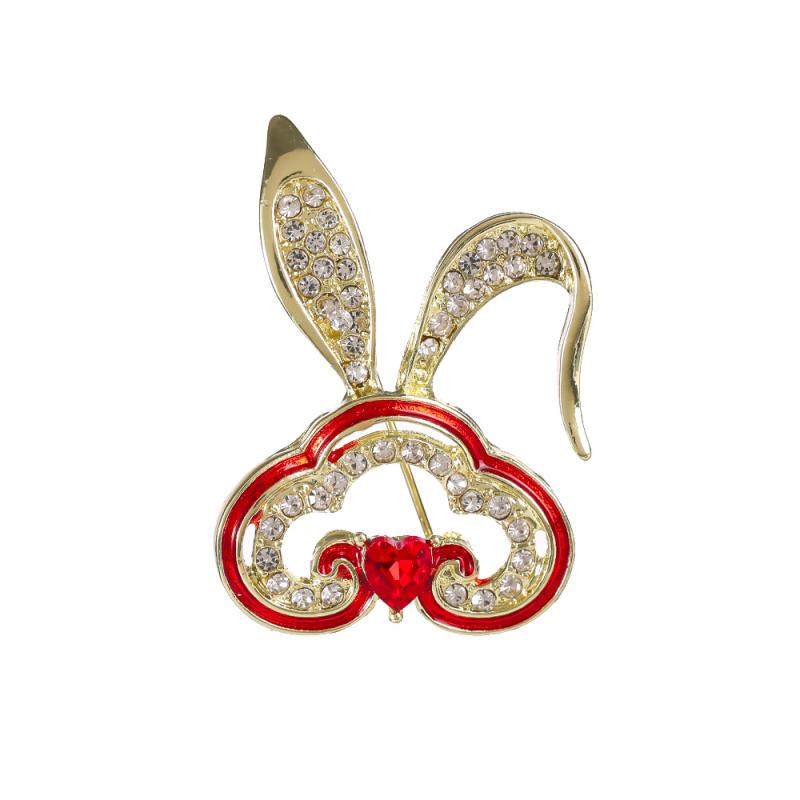 Broches Lapin Brillantes pour Femmes Style Chinois Nuages Auspicieux Pins Badge Accessoires de Costume Quotidien Délicats