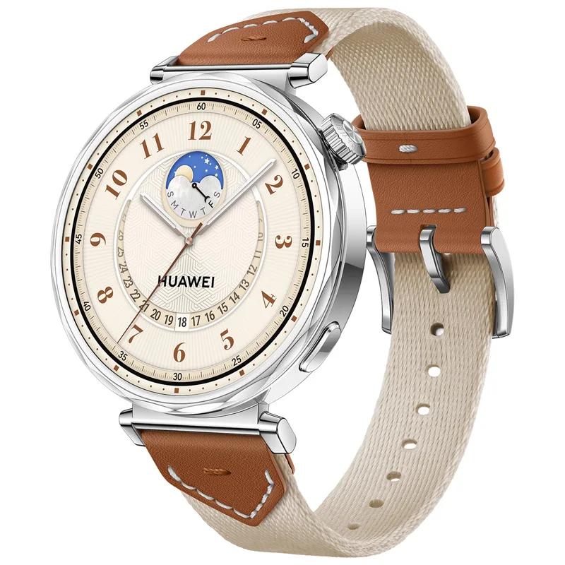 

18mm Official Nylon+Leather Strap For Huawei Watch GT6/5/4 41mm Women Braided Bracelet Wristband Huawei Watch GT5 Pro 42mm Belt Huawei GT5 Pro 42MM