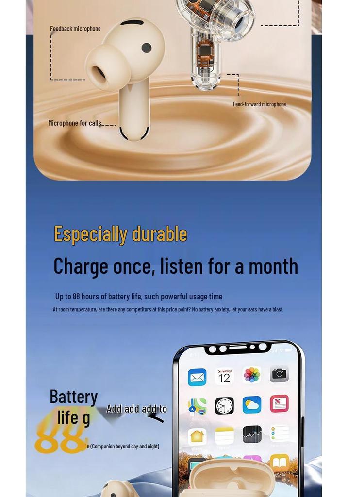 B44 True Wireless Bluetooth Earbuds: Long Battery, Noise-Cancelling, High-Quality Sound, Digital Display