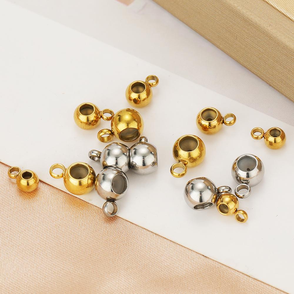 20pcs Stainless Steel Non-slip Silicone Spacer Beads Pendant Charms Clasps Gold Color Bail Beads for DIY Jewelry Making Findings