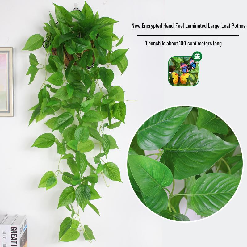 Artificial Pothos & Spider Plant Rattan Vine Wall Hanging for Indoor/Outdoor Decor