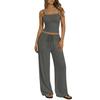 Spring Summer Women Camisole Crop Top Long Pants Casual Wide Leg Pants Lazy Style Set