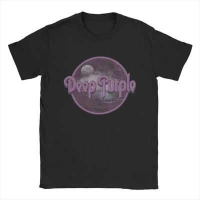 T-shirt Violet Foncé Homme Hauts en Coton Mode Manches Courtes Col Rond T-shirts Idée Cadeau T-Shirt