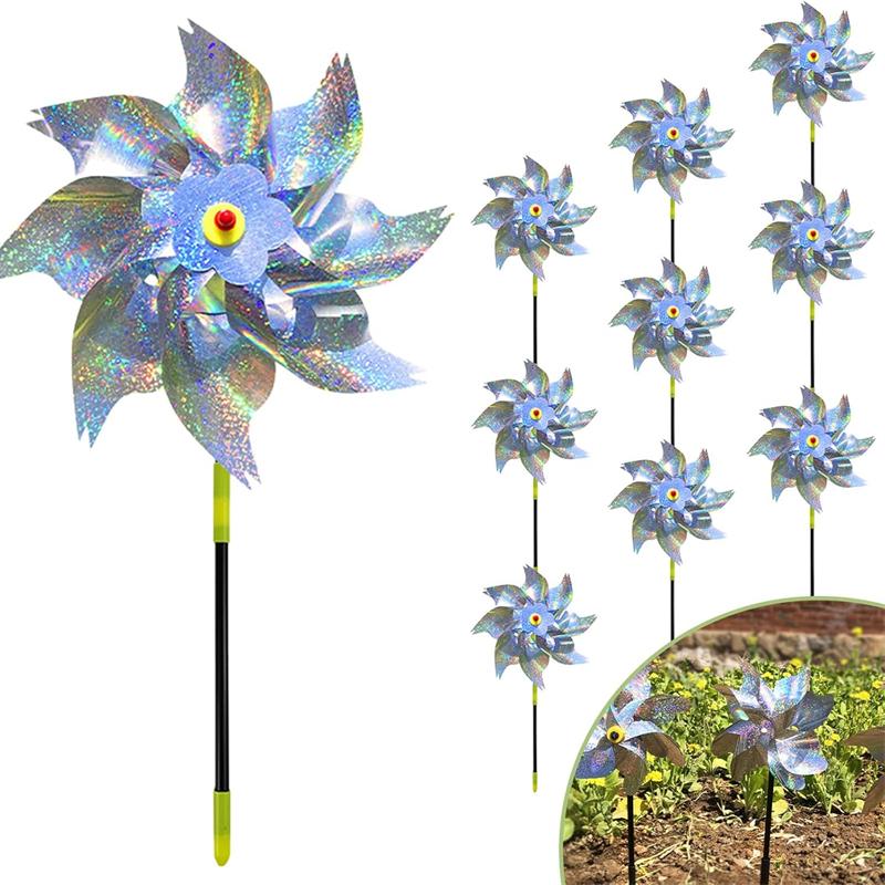 1/10X Bird Repellent Reflective Windmill Anti Bird Wind Spinner for Garden Orchard