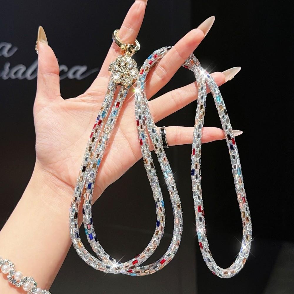 Bling Crossbody Chain Strap Rhinestone Beaded Phone Chain Portable Crystal Phone Chain For Women