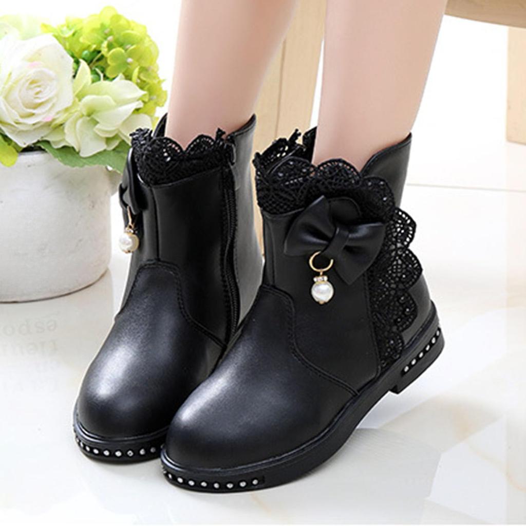 Barnstövlar, Enkelstövlar, Brittiska Snöstövlar, Flickors Mocka Sidodragkedjestövlar, Mellansulestövlar