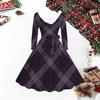 Women Floral Print Midi Dress, Long Sleeve V‑Neck Furry Trim A‑Line Party Dress, Christmas Limited Edition