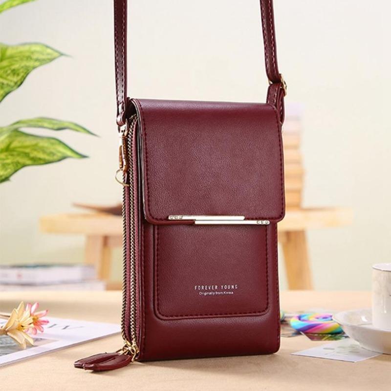 Damenmode-Handytasche mit Touchscreen, vertikale Umhängetasche, Mini-Umhängetasche, Geldbörse