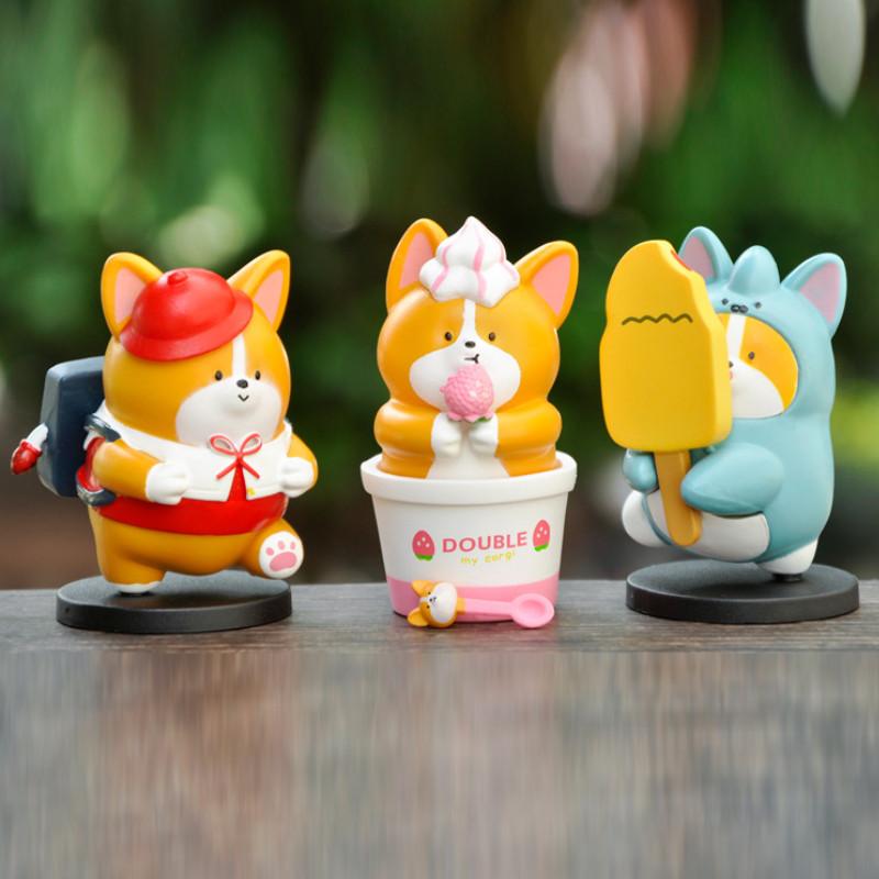 Fun Shiba Inu Corgi Figurine Playful Pvc Design For Desk And Car Accessories