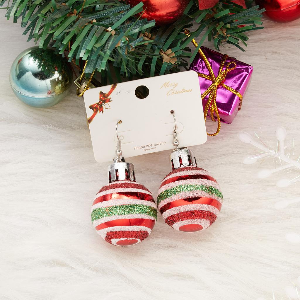 Christmas Hollow Xmas Tree Bells Round Ball Earrings For Women Snowflake Stars Sequins Bulb Tassel Earring Girl Festival Jewelry
