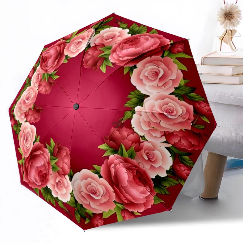 Sunflower Garden Art Outdoor Automatic Umbrella Compact & Durable 8-Rib Design Foldable Design Travel Essential Elegant Women's Umbrella