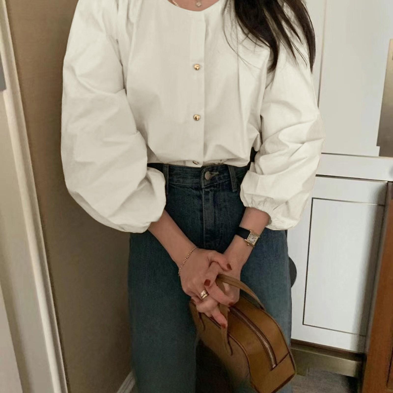 

Женская модная кружевная рубашка с длинным рукавом и V-образным вырезом, круглым вырезом, кружевом и пуговицами L бежевый