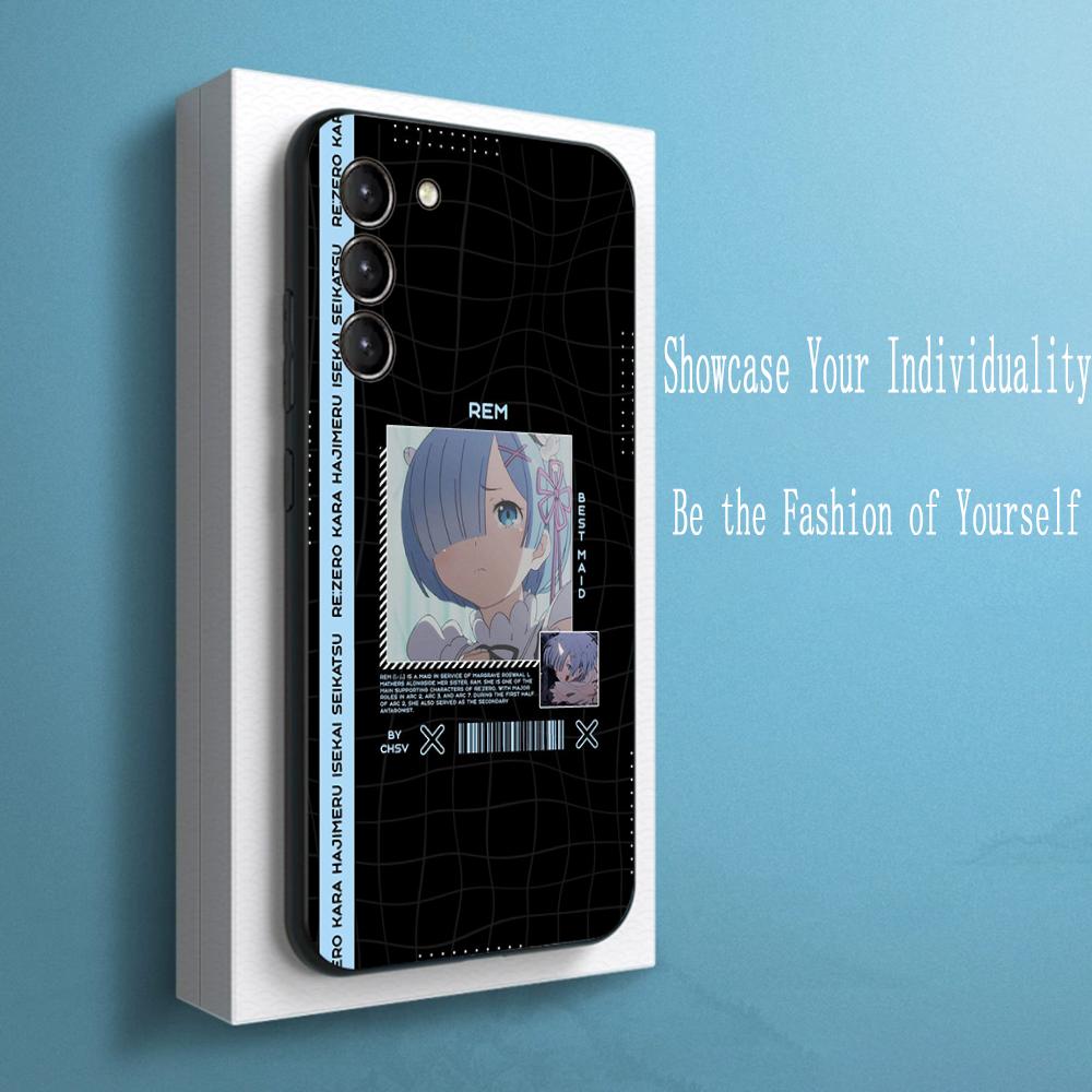 Re zero cute girl classic anime pattern Phone Case For Samsung Galaxy S26 S25 S24 S23 S22 S21 Plus Ultra Note20 Soft Black