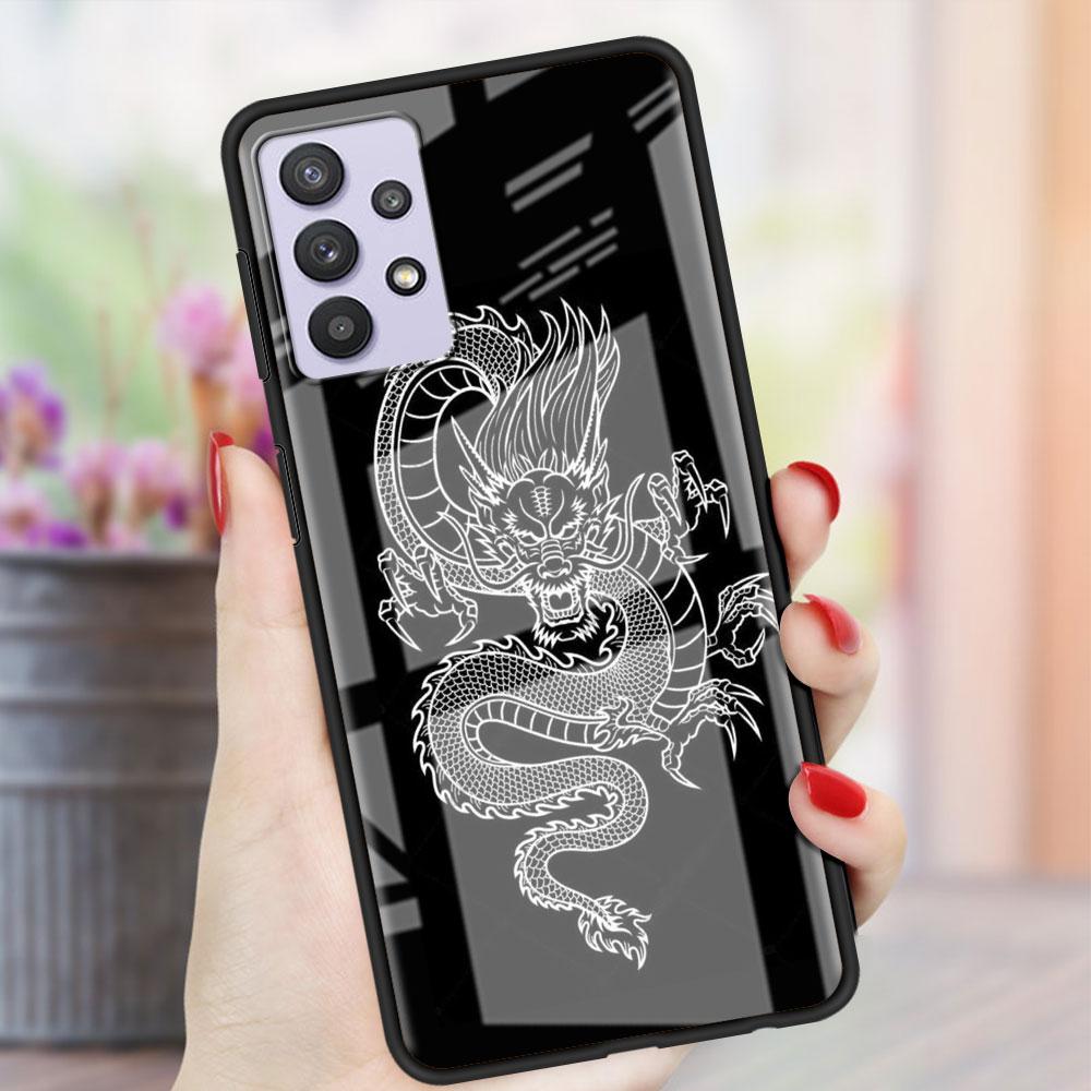 Husă de Sticlă cu Animal Dragon Pentru Samsung Galaxy A52 A71 A50 A51 A70 A21s A31 A72 A10 A12 A30 A22 5G Husă Telefon
