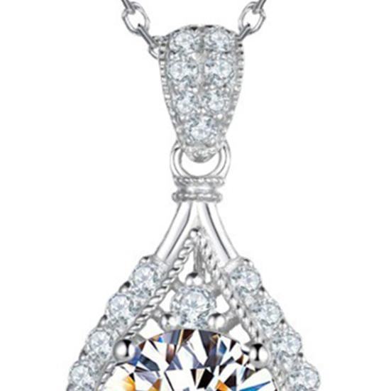 Sparkling Drop Pendant Necklace Women Cubic Zirconia Necklace Elegant Wedding Necklace