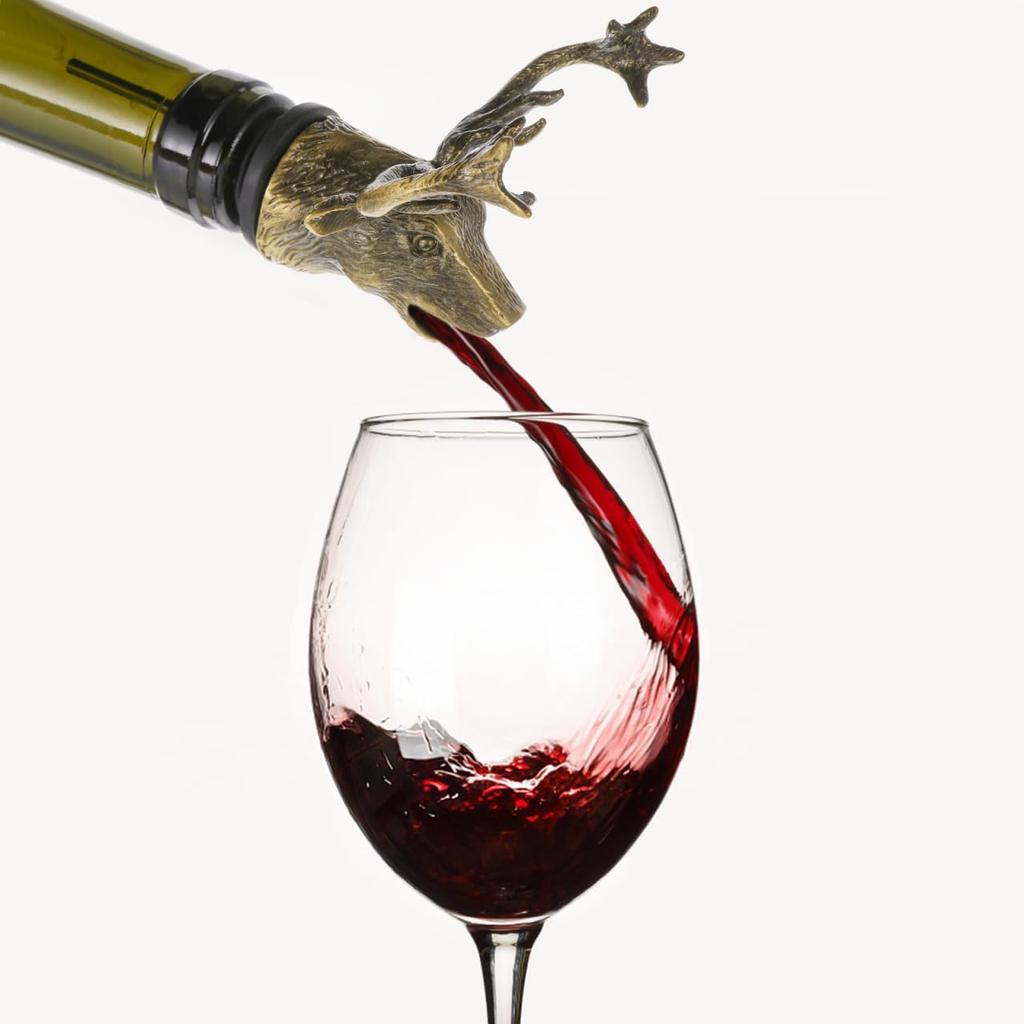 Happyyami 1pc Elk Head Wine Pourer Decorative Bottle Stopper Retro Zinc Alloy Spout for Smooth Pouring Premium Quality Wine Accessory for Bartenders