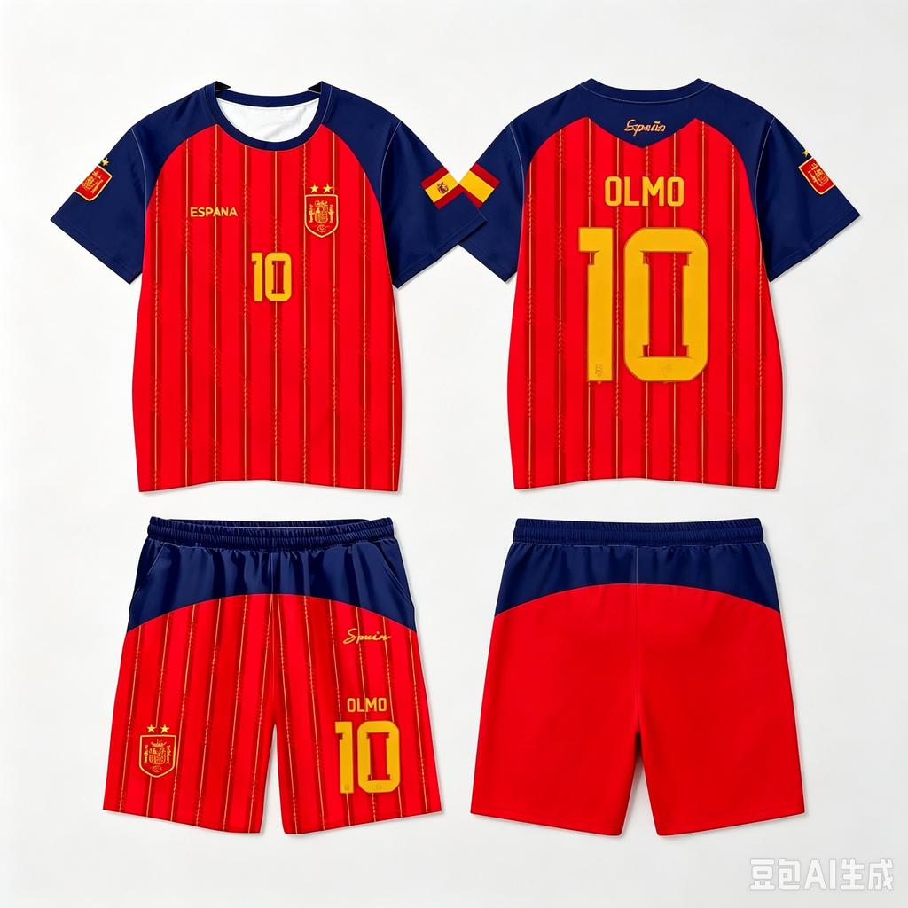 2026 Spanien Team Uniform Yamal Fußball Uniform T-Shirt und Shorts Kurze Hosen Herren Freizeit Hosen Sporthosen Familie Kinder T-Shirts Set
