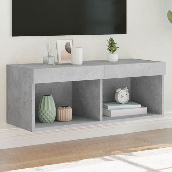 VidaXL Meuble TV avec Lumières LED, Armoire de Télévision Murale avec Rangement, Meuble Télé Suspendu Salon Salle de Séjour, 837147