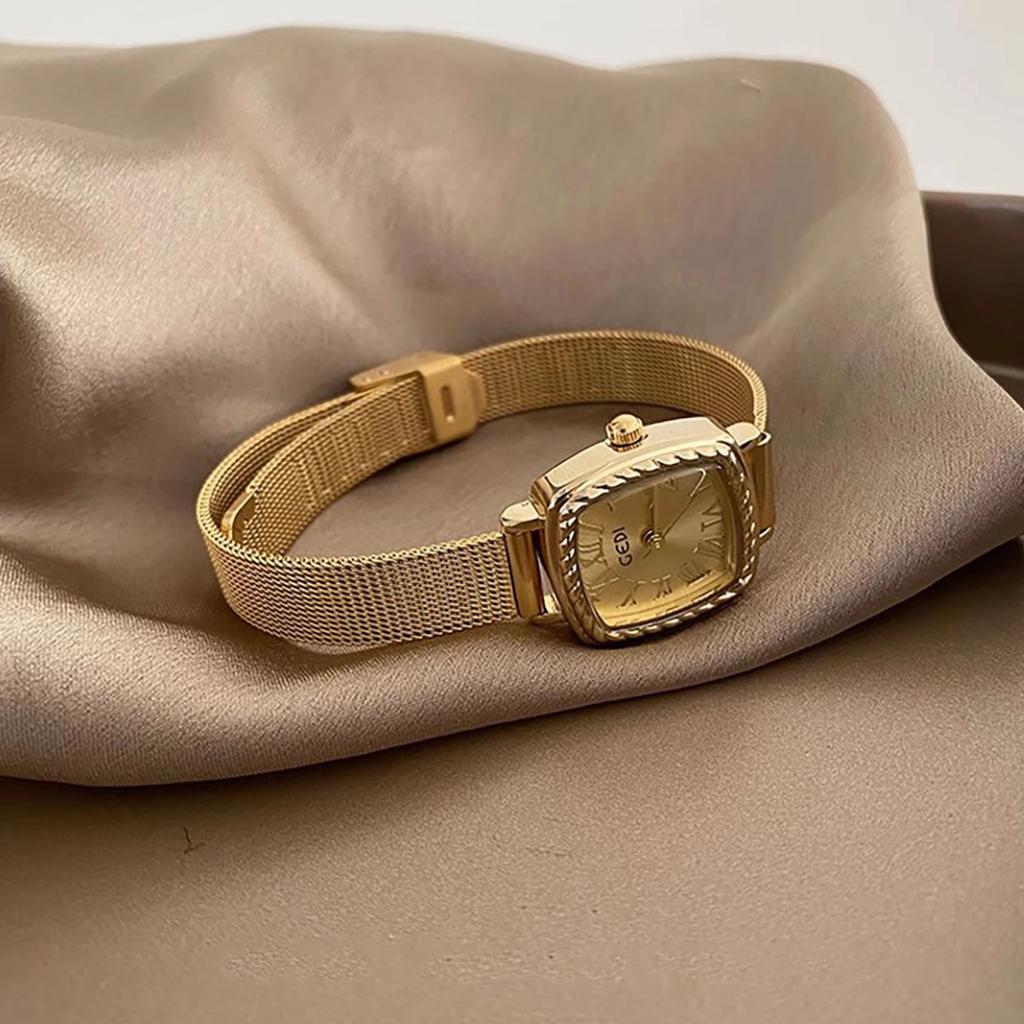 Vintage Luxury Women Watches Square Roman Numeral Stainless Steel Bracelet Quartz Wristwatch Waterproof Ladies Dress Clock Gift