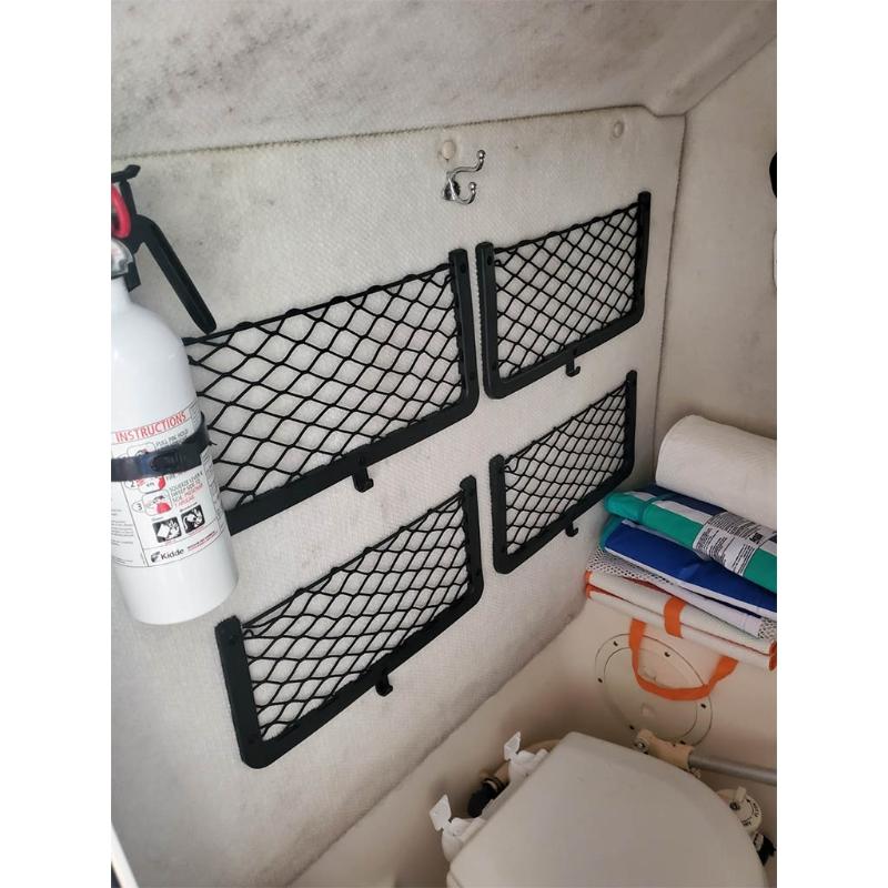 Car Net Bag with Screws for Secure Fit In Auto RV Home Marine Bus for Seat Side Plastic Frame with Stretchable Mesh Net