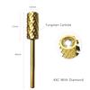 HYTOOS 4XC Crystal Larger Barrel Bits 3/32 Gold Color Carbide Nail Drill Bit Electric Manicure Burrs Accessories Gel Removal