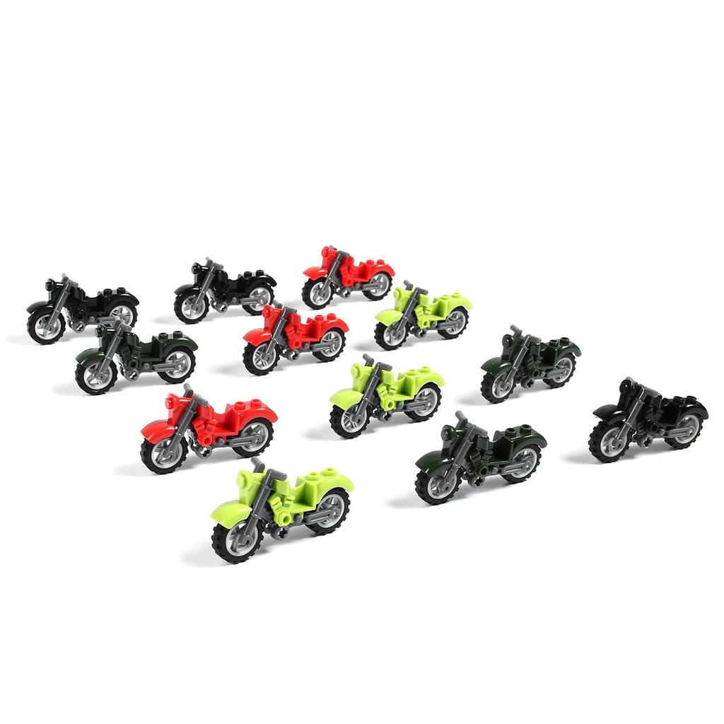Motorcycle Blocks, Vehicle Parts, Classic Compatible, 4 Colors, 12 Units