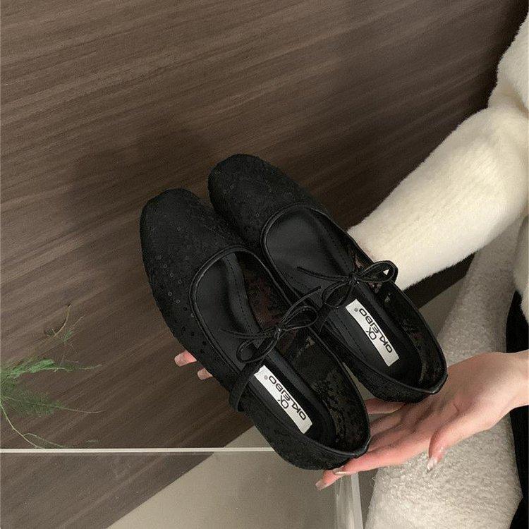 Inner height increase French gentle evening shoes women's shoes 2025 new spring mesh breathable square head Mary Jane single shoes