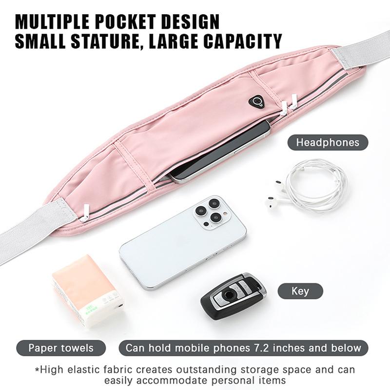 Waterproof Running Waist Belt With Three Pockets And Headphone Port Perfect For Jogging Hiking Outdoor Fitness Workouts