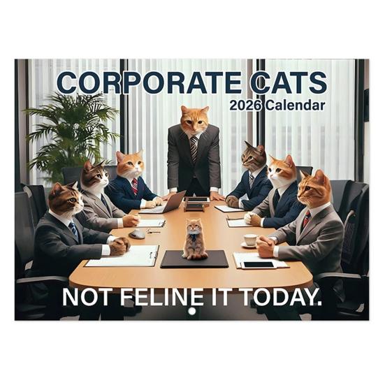 

Настенный календарь на 2026 год, 12-месячный календарь с кошачьей тематикой, смешной корпоративный настенный планер для дома, офиса, школы A