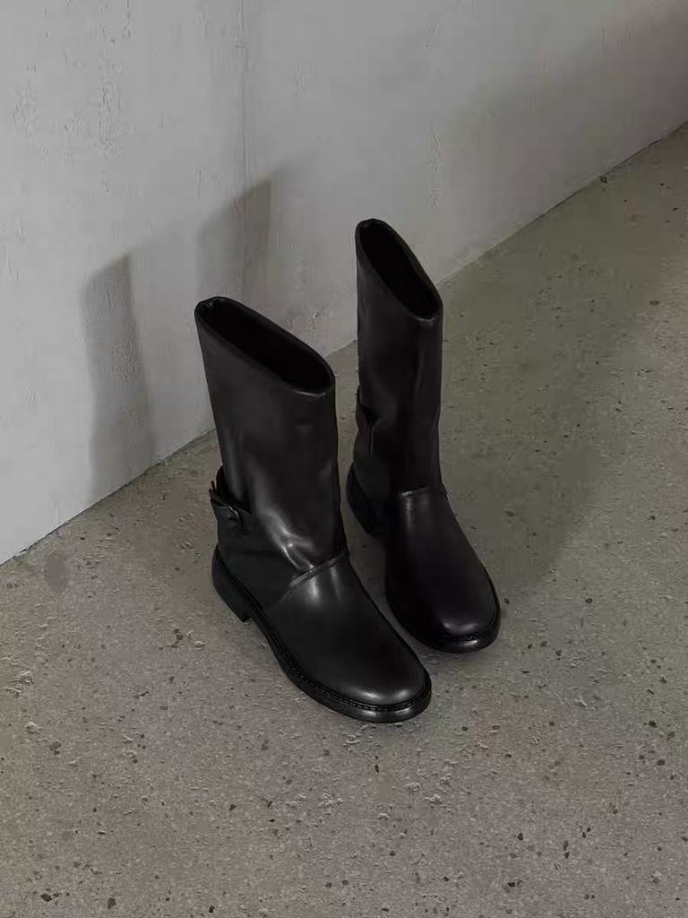 Retro Thick Heel Cigarette Tube Chelsea Boots Women's New Bag Pants Wide Tube Short Boots Versatile Martin Boots