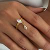New Stainless Steel Cubic Zirconia Rhombus Drop Ring Shiny Dainty Charming 18K Gold Pvd Plated Golden Premium Jewelry Gift