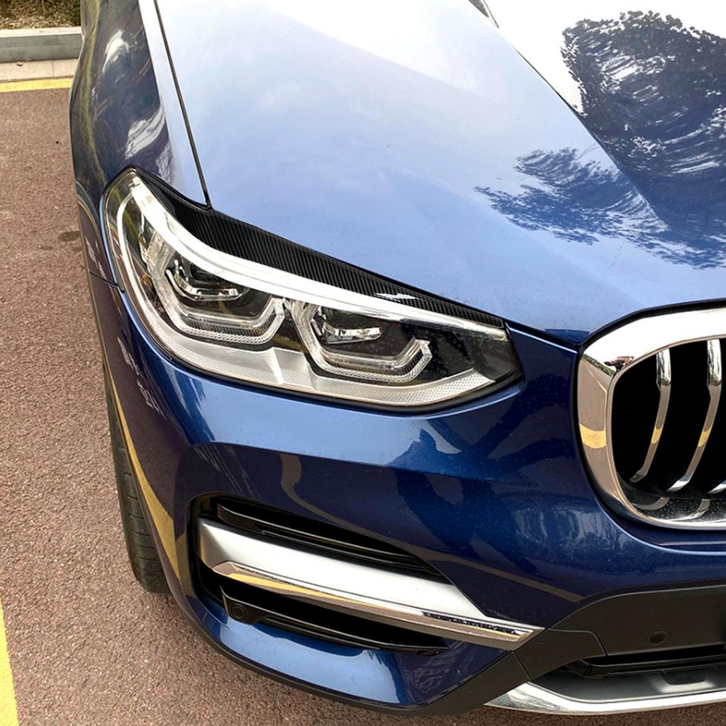 1 Pair Headlight Eyebrow Stickers Car Headlamp Eyelid Decal Cover Replacement for X3 X4 G01G02 2018+(Carbon     )