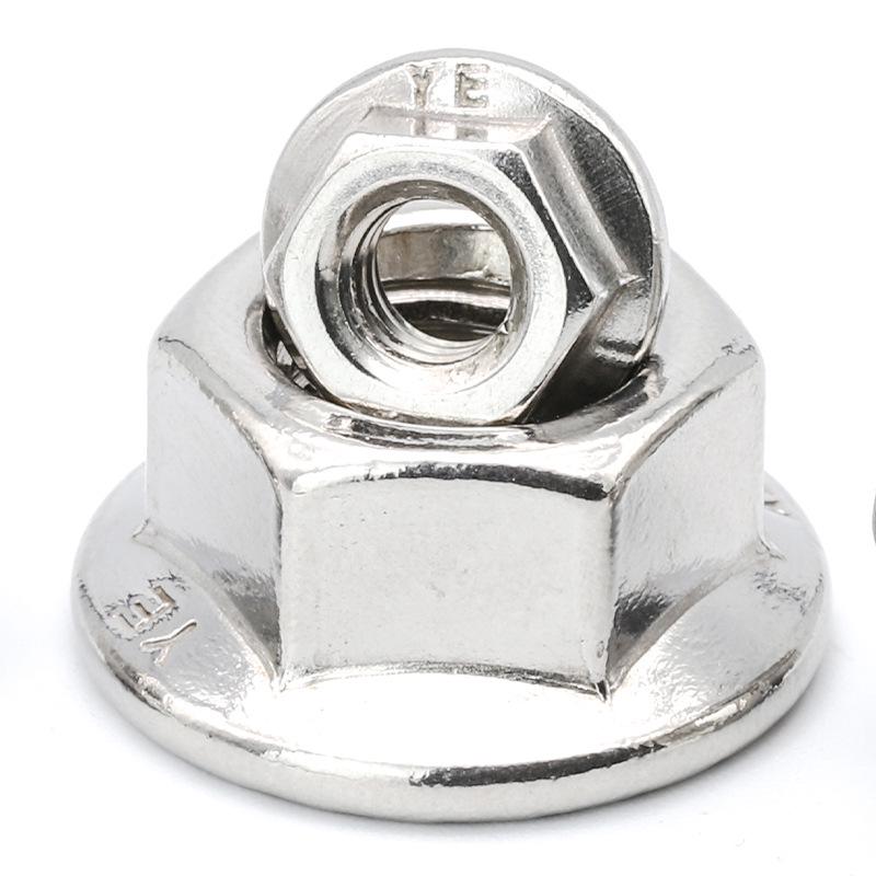 Nakrętka kołnierzowa sześciokątna ze stali nierdzewnej 304, ocynkowana, niklowana, kompatybilna ze śrubami M5, M6, M8, M12.