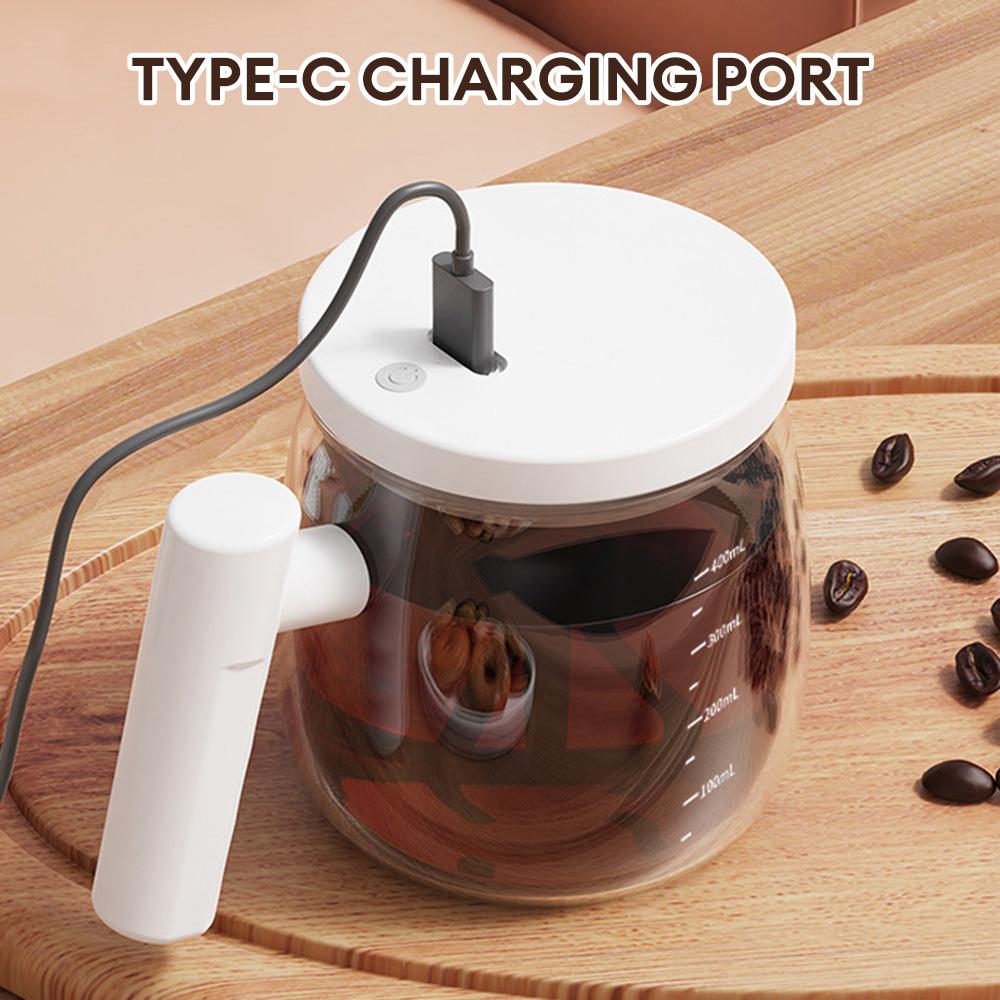 400ML Self Stirring Coffee Cup Waterproof Glass Electric Mixing Cup High Speed Stirring with Detacha Stirrin Travel Coffee Cup