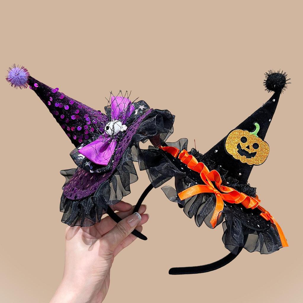 Kids' Halloween Ghost & Witch Hat Hairband - Cute & Funny Hair Accessory