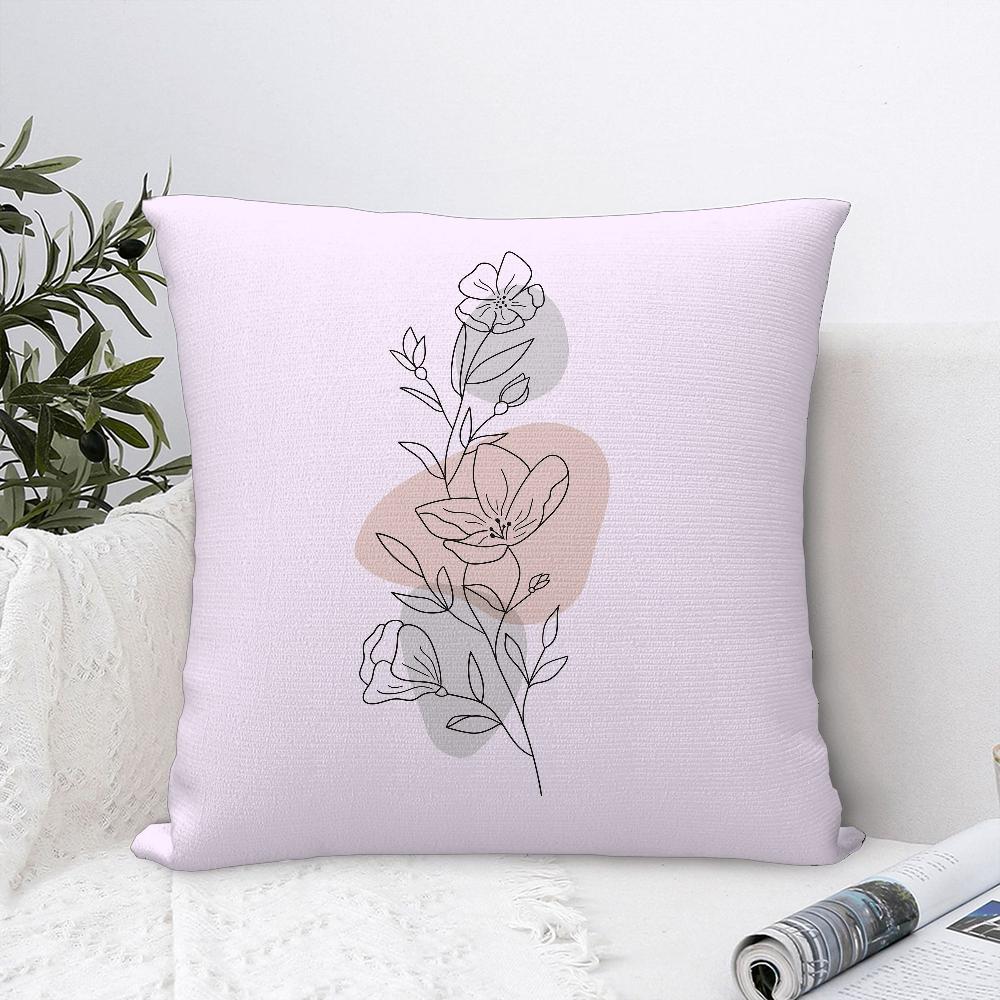 

Simple Flower Outline Pillow Case Sofa Decorative Home Double-sided Printing Short Plush Cushion Cover Throw Pillow Cover 16x16Inch