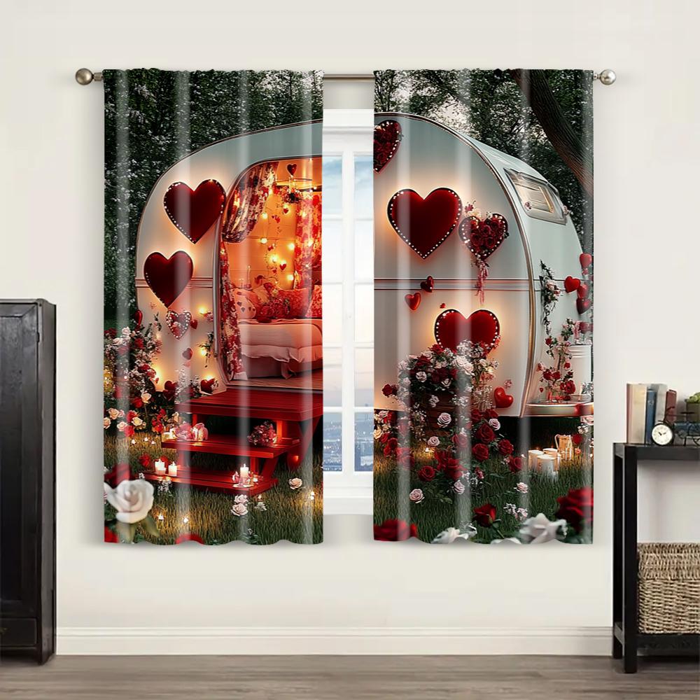 2 st, Fönsterdraperier happy valentine's day bakgrunder för fotografering röd och vit rosbakgrund touringbilsbakgrunder