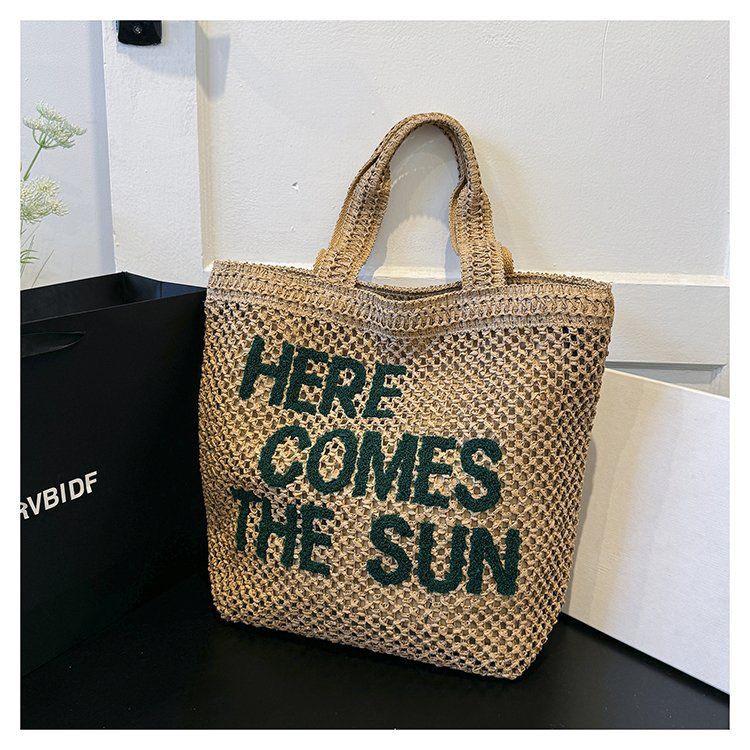 New Style Large Capacity Embroidered Straw Tote Bag