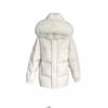 Womens Short Hooded Puffer Jacket With Faux Fur Trim Pink 90 White Duck Down Winter Coat