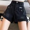 Summer Women Shorts Pants Lady High Waisted Loose High Street Denim Pants Female Streetwear Black Gray Wide Leg Short Jeans