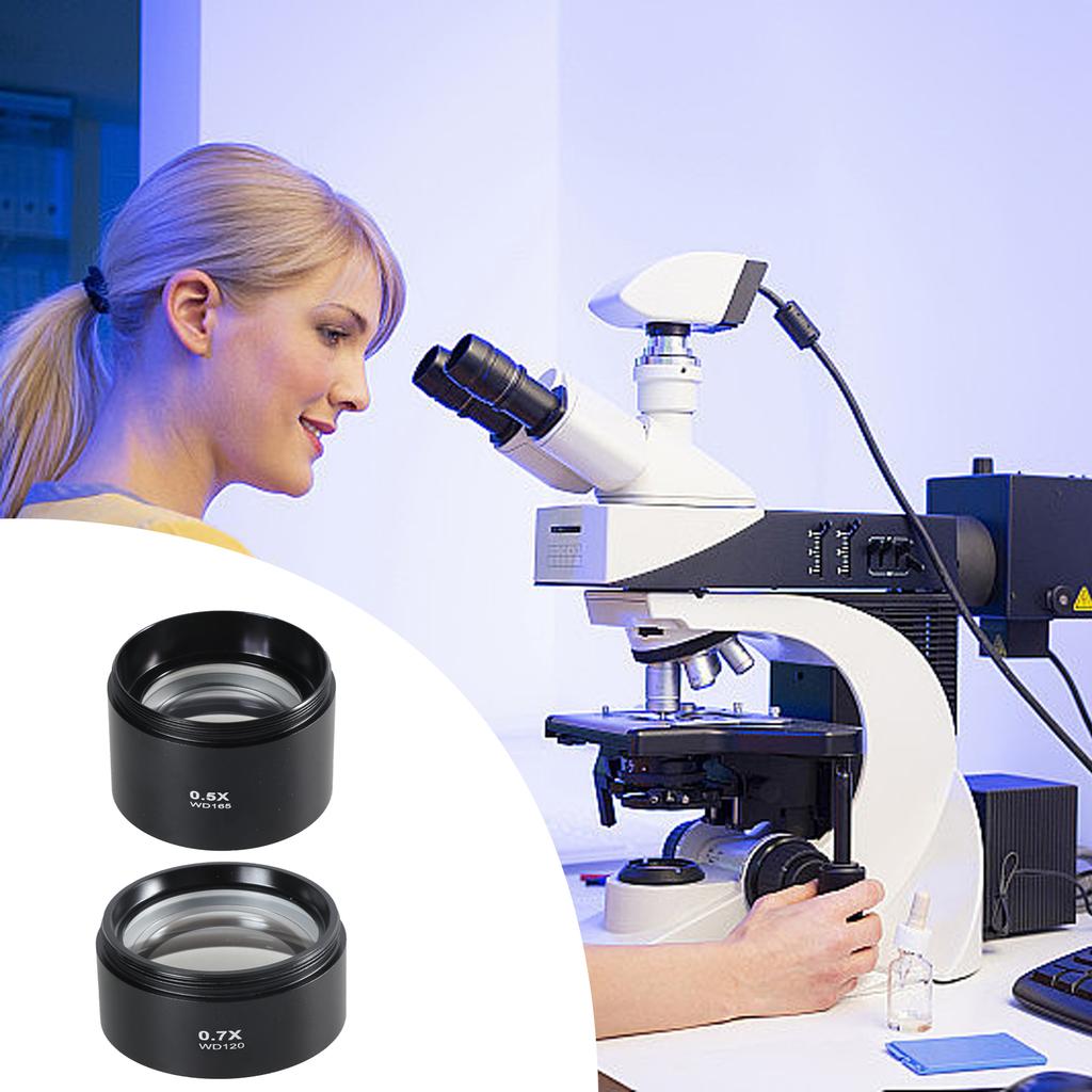 0.5X/0.7X Microscope Camera Lens Aluminium Alloy Auxiliary Barlow Objective Lens Industrial Microscope Barlow Glass Lens
