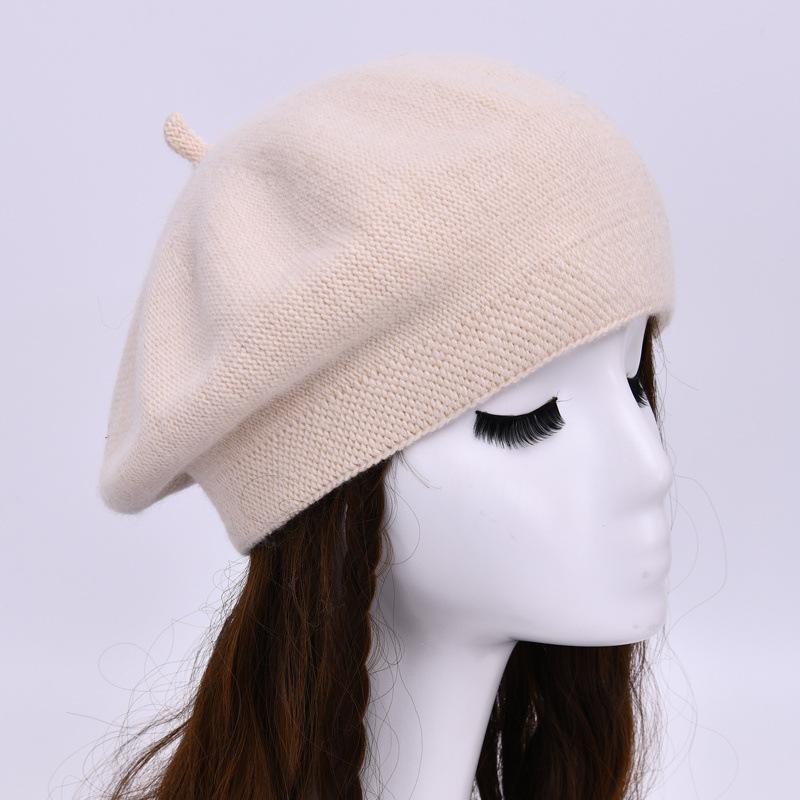 Fashion Versatile Rabbit Down Dudu Head Beret Women's Winter Outdoor Windproof Wool Cap Warm Ear Protection