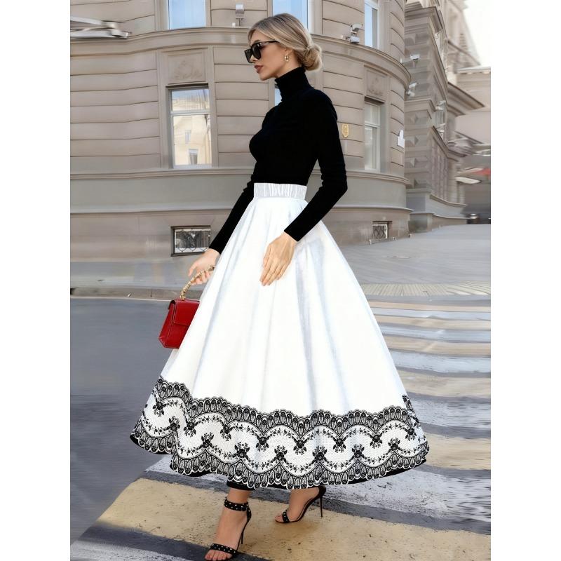 Four Seasons Four Season Casual Style Black Lace Trimmed Half Skirt