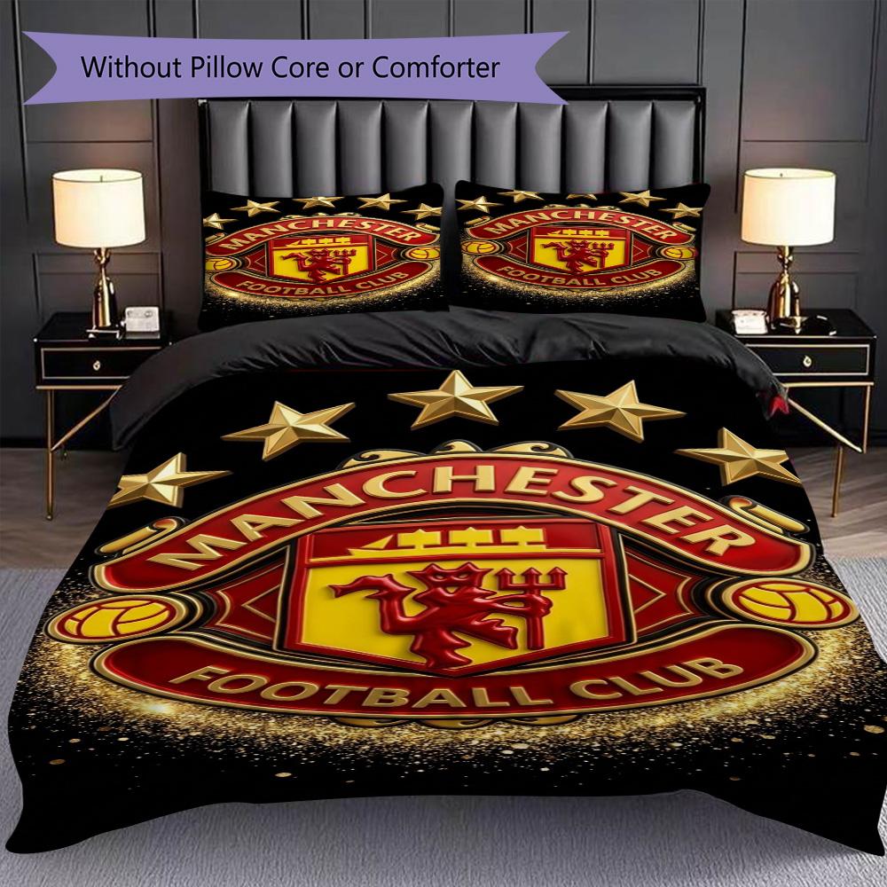Biancheria da letto Manchester Glory (1 * copripiumino + 2 * federa, senza nucleo) Regalo di Natale e compleanno 2D Piatto Morbido e confortevole