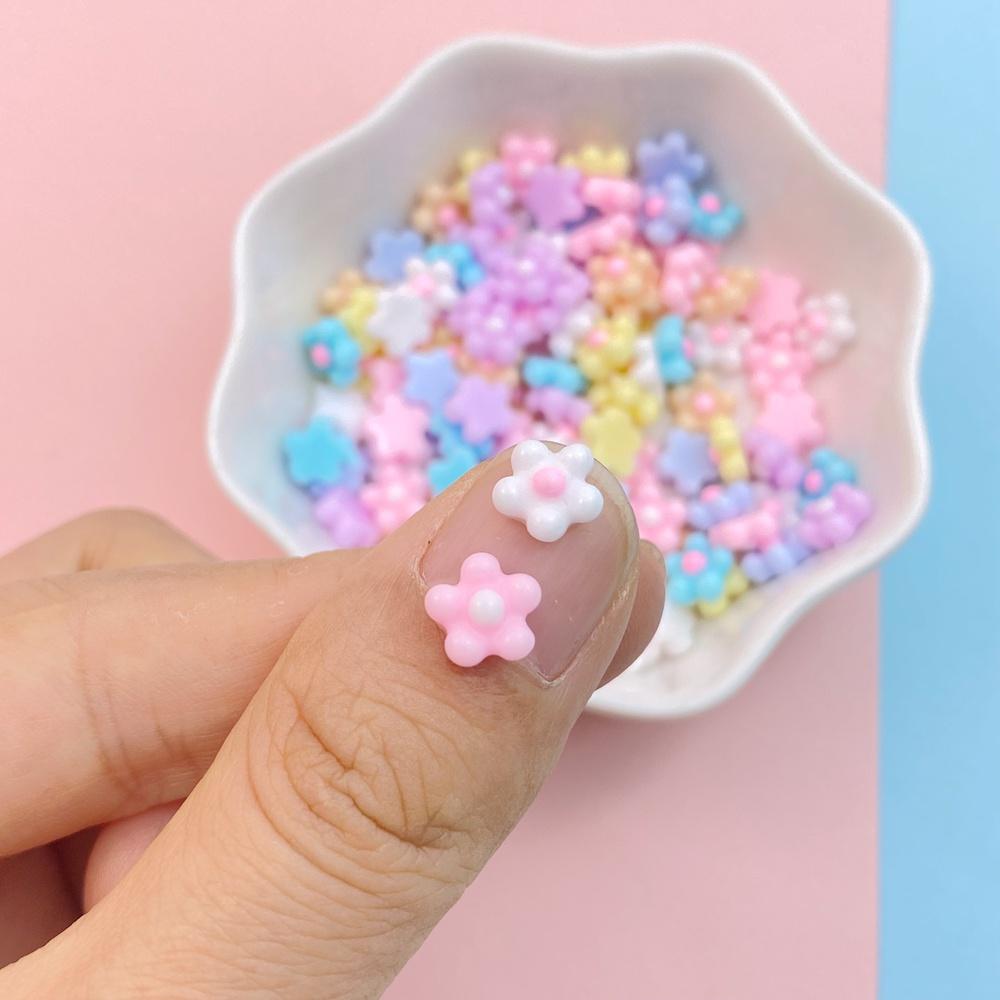 100Pcs New Cute Resin 7mm Mini Eggflower Series Flat Back Parts Embellishments For Hair Bows Accessories