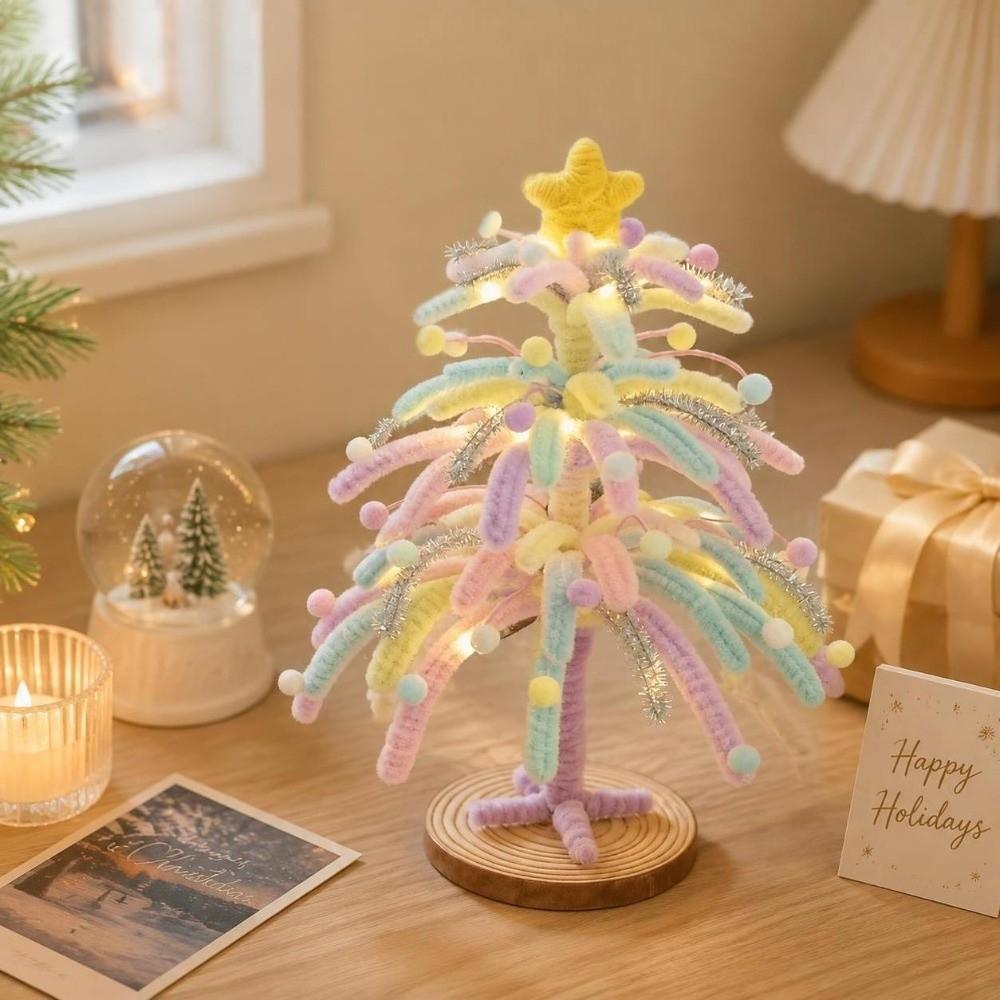 Colorful DIY Christmas Tree Making Kit Handmade Twisty Stick Weaving Set Tabletop Xmas Tree Desk