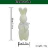Flocked Easter Bunny Figurine Statue Sculpture with Bowknot for Indoor Desktop